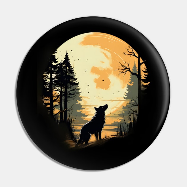 Wolf in a Forest in the Moonlight Pin by Mistywisp