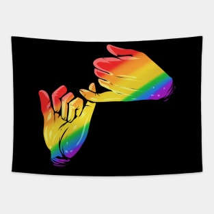 Colorful Rainbow Hands Pinky Swear Promise LGBTQ Pride Month Tapestry