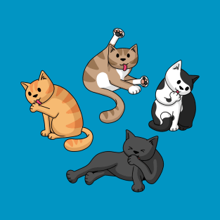 Four Cats Washing T-Shirt