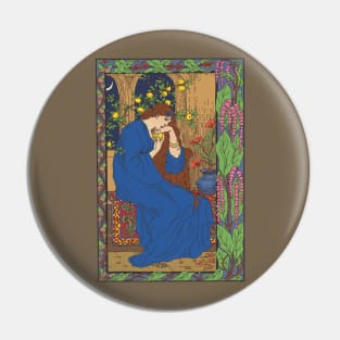 Pre- Raphaelite Girl 1 (Blue) Pin