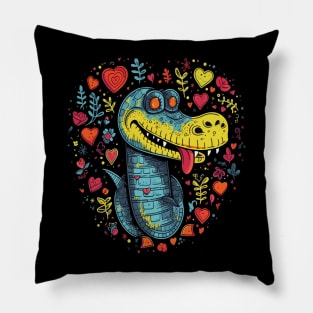 Alligator Valentine Day Pillow