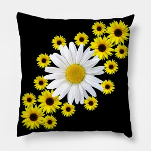 sunflowers with daisy blossom flower daisies bloom Pillow