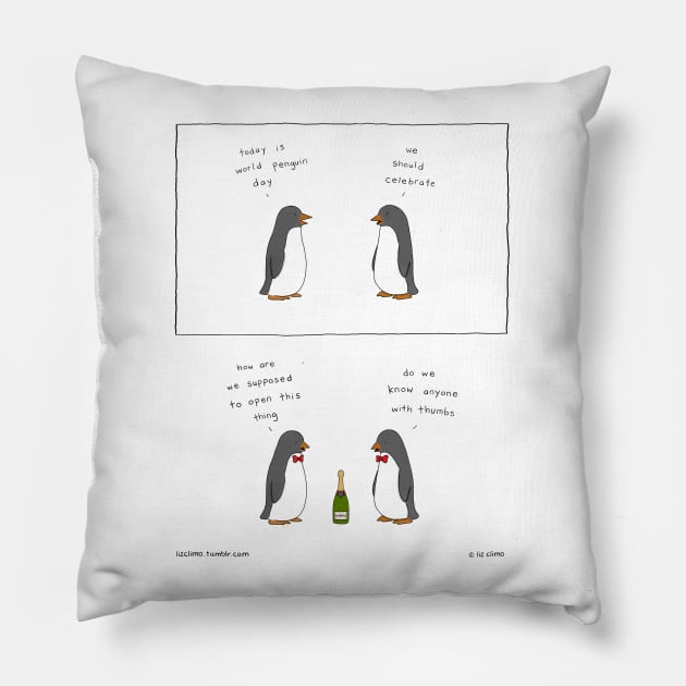 Penguin Appreciation Day Pillow by Liz Climo