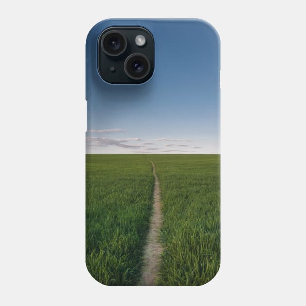 footpath piercing a wheat field Phone Case by psychoshadow