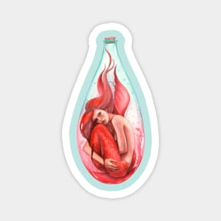 Red Bottled Mermaid Magnet