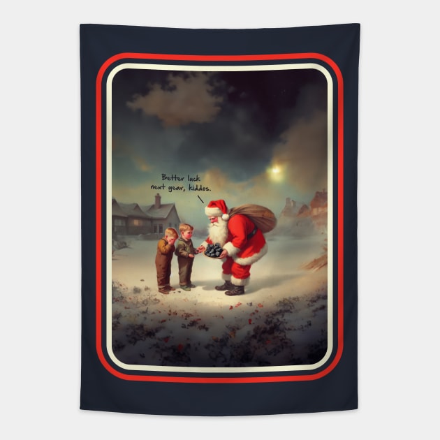 Santa's Naughty List - Funny Vintage Christmas Painting Tapestry by TwistedCharm