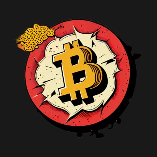 High-Quality Comic Bitcoin Logo: Symbol of Digital Currency T-Shirt