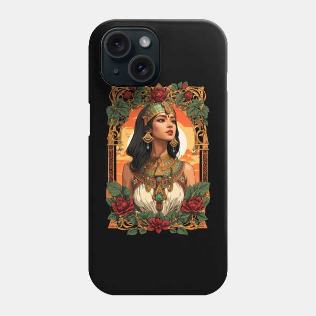 Cleopatra Queen of Egypt retro vintage floral design Phone Case by Neon City Bazaar