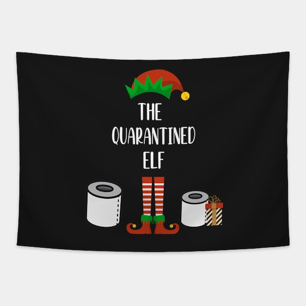 Matching Family Christmas Group Elf Gift - The Quarantined Elf - Funny Pajama Christmas Holiday Tapestry by WassilArt