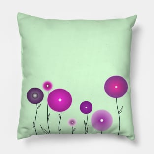 Flowers on pastel green with dots Pillow