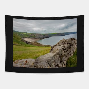 A view of Fall Bay on the South Welsh coast from the cliffs of the Welsh Coastal path Tapestry