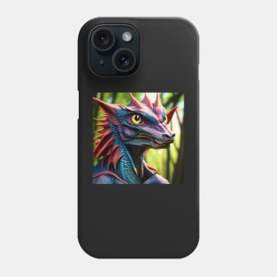 Rainbow Scaled Jungle Dragon with Big Eyes Phone Case