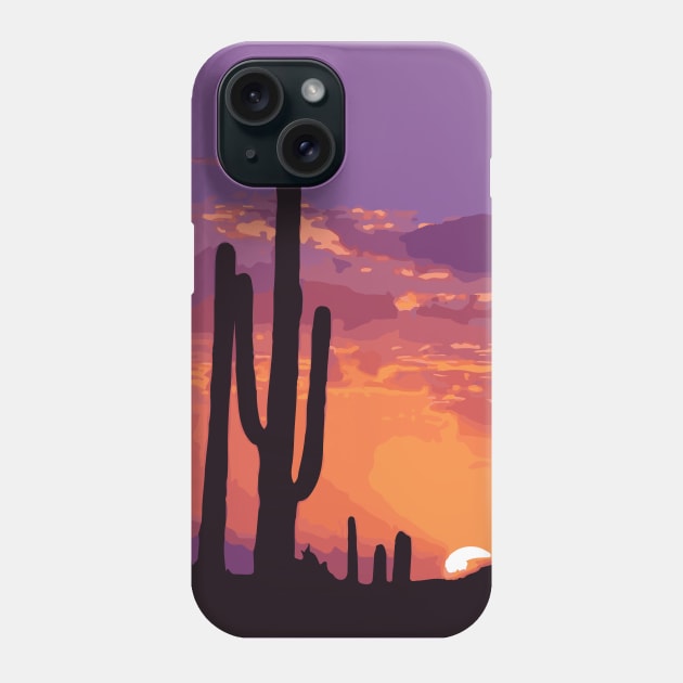 The Arid Cactus I Cowboy Ranch Dessert Phone Case by Art by Ergate