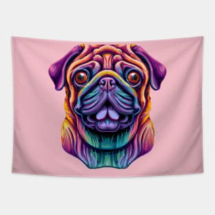 Wrinkly Simple Pug Painting Design Tapestry