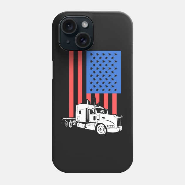 Truck Driver American Flag Shirt gift Phone Case by woormle