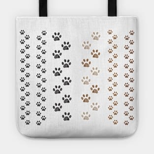 Brown and black colored paw prints Tote