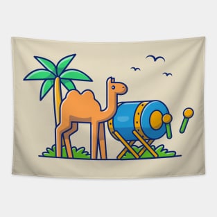 Camel With Bedug Moslem Drum Cartoon Tapestry