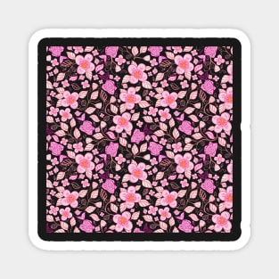 Sakura flower blooms on storm grey background Magnet