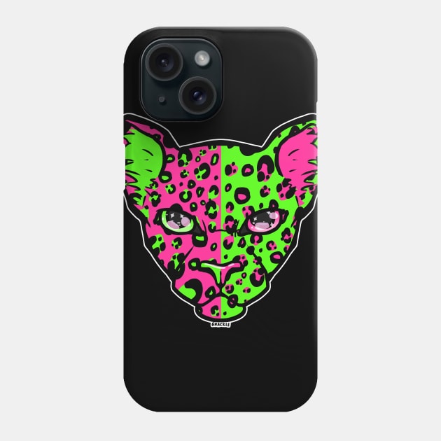 Pink and Green Split Leopard Phone Case by Jan Grackle