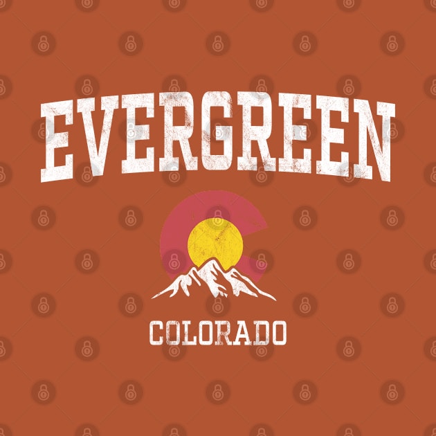 Evergreen Colorado CO Vintage Athletic Mountains by TGKelly