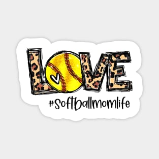 Softball Mom Life Leopard   Love Softball Mom Life Magnet