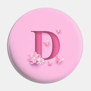 D Letter Personalized, Pink Minimal Cute Design, Birthday Gift, Christmas Gift, Pin