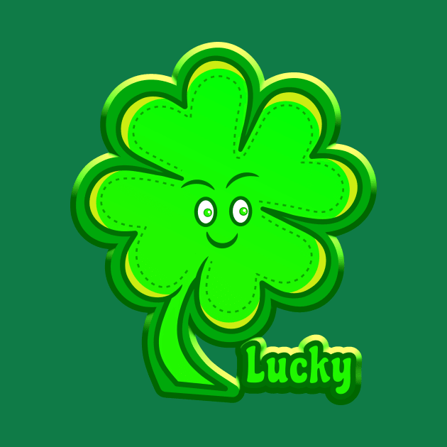 Lucky 4 Leaf Clover 2 (3D-ish) by RD Doodles