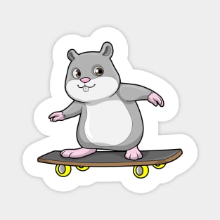 Hamster as Skater with Skateboard Magnet