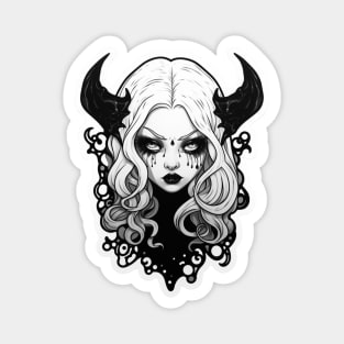 Black and White Melting Demon Girl Magnet