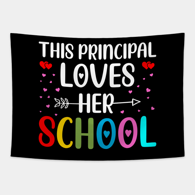 This Principal Loves Her School, Principal Valentines Day  Gift Tapestry by DragonTees