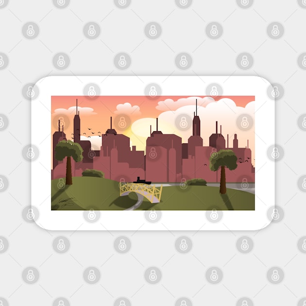 Evening City-Scape Magnet by Artistic Spin