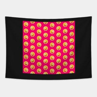 Winking Face with Tongue Emoji Pattern Tapestry