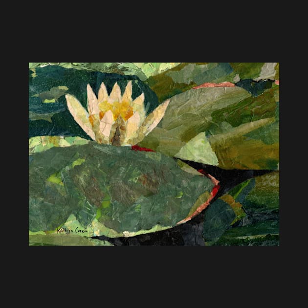 Water lily in collage by thryngreen