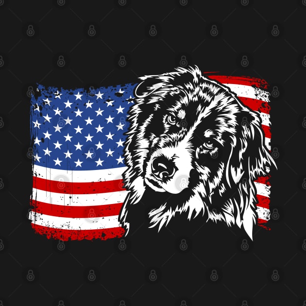 Proud Australian Shepherd American Flag patriotic dog by wilsigns