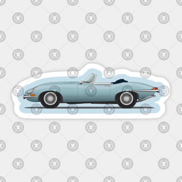Jaguar E Type Roadster Silver Blue Jaguar E Type Car Sticker