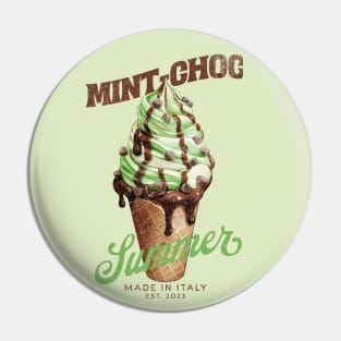 Mint chocolate chips ice cream cone - italian summer Pin