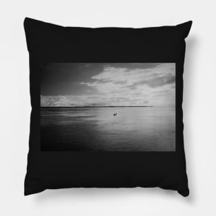 Lonely Boat on Mighty Amazonn River Shot on Film Pillow