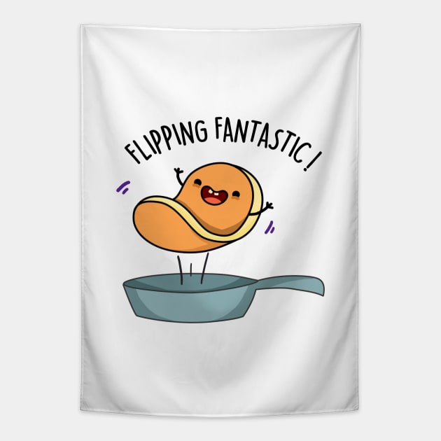 Flippin Fantastic Cute Pancake Pun Tapestry by punnybone