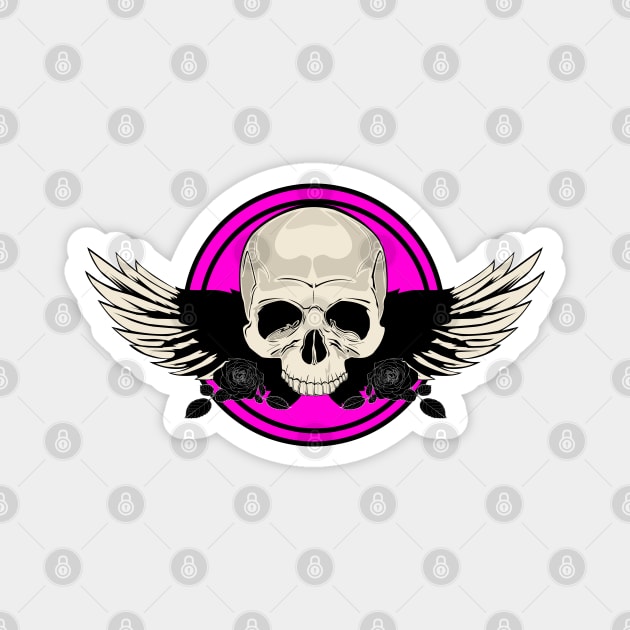 Wing Skull - PINK Magnet by adamzworld