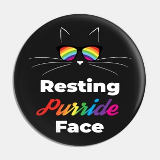 Resting Purride Face Gay Pride Cat Face With Rainbow Sunglasses Pin