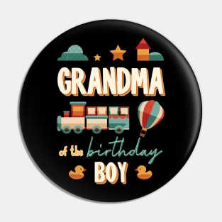 Grandma Of The Birthday Boy Train Matching Family Pin