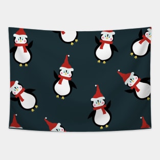 Seamless pattern with Christmas penguins Tapestry