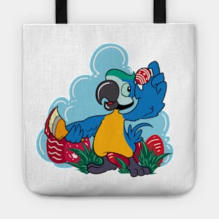 Parrot painting Easter eggs on Easter - Easter Parrot Tote