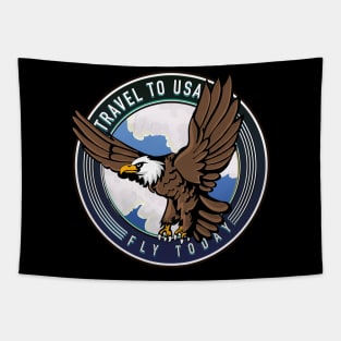 Travel to USA - Fly today travel logo Tapestry