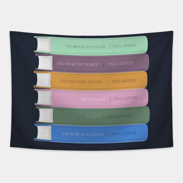 Paul Auster Book Spine Design - Book Lovers Gift Tapestry by DankFutura