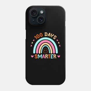 100Th Day Of School Teacher 100 Days Smarter Rainbow Groovy Phone Case