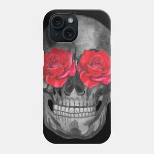 Skull with roses flowers Phone Case