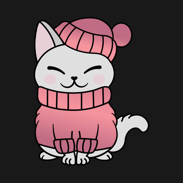 Cute Cozy Colorful Snow Winter Cat Kitty by Cute Cat Designs