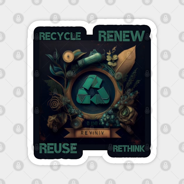 RECYCLE, RENEW, REUSE, RETHINK Magnet by Pattyld