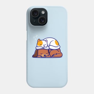 Cute Cat And Dog Sleeping Together Cartoon Phone Case